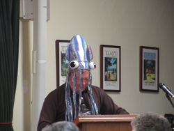 michael dylan welch with squid hat at Seabeck 2017 talent show