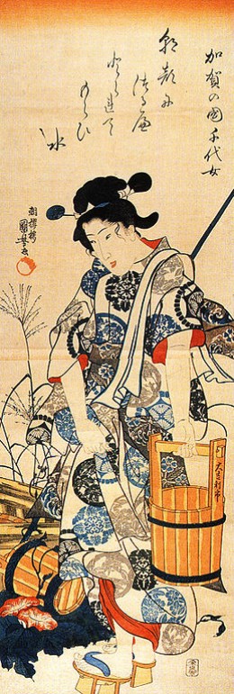 Chiyo-ni and the well tangled by morning glory